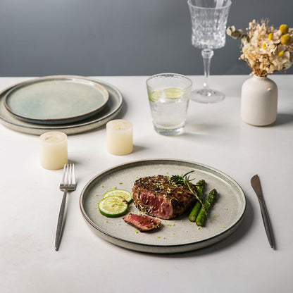 AmorArc Ceramic Dinnerware Sets,Round Reactive Glaze Stoneware Plates and Bowls Set,Highly Scratch Resistant | Dishwasher & Microwave Safe Dishes,Service for 6 (18pc)