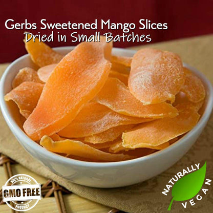 Gerbs Sweetened Dried Mango Slices 2 lbs. | Unsulfured, No Additives, Resealable Bag | Naturally Chewy & Sweet | Top 14 Allergen-Free