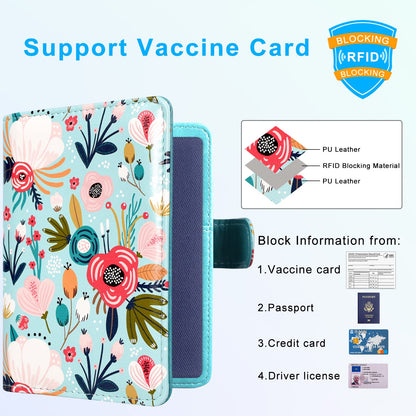 ACdream Unisex Faux Leather Passport and Vaccine Card Holder, RFID Blocking, Z-Flower, 20 x 3.5 x 2.5 in