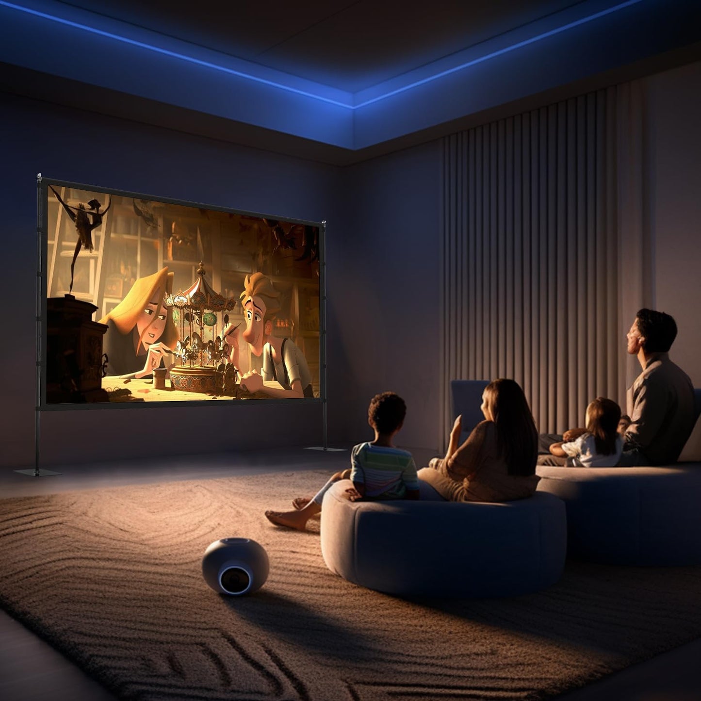 Outdoor Projector Screen with Stand - 100 Inch Portable Projector Screen Indoor and Outdoor Projector Screens 16:9 5K HD Wrinkle Free Lightweight Movie Screen with Carry Bag,Enioy Movie Nights