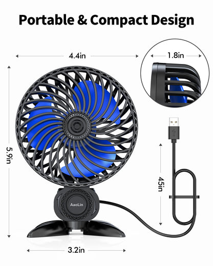 AaoLin USB Small Fan, Desk Fans with CVT Variable Speeds, Strong Cooling Airflow, Quiet Portable, Desktop Mini Personal Fan for Room, Home,Office, Bedroom-USB Powered