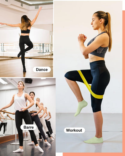 Pilates Socks with Grips for Women, Ankle Yoga Socks for Ballet Barefoot Workout Athletic Socks