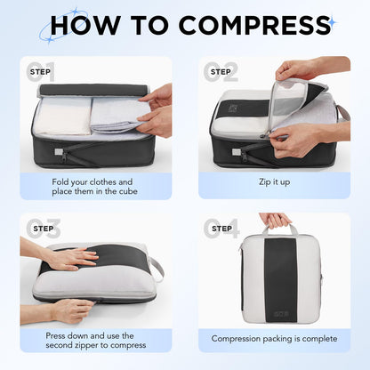 10 Set Compression Packing Cubes for Travel Essentials,Compressible Expandable Packing Cubes for Suitcase,OlarHike Luggage Organizer Bags for Travel,Handy Helper for Organizing Clothes(Black)