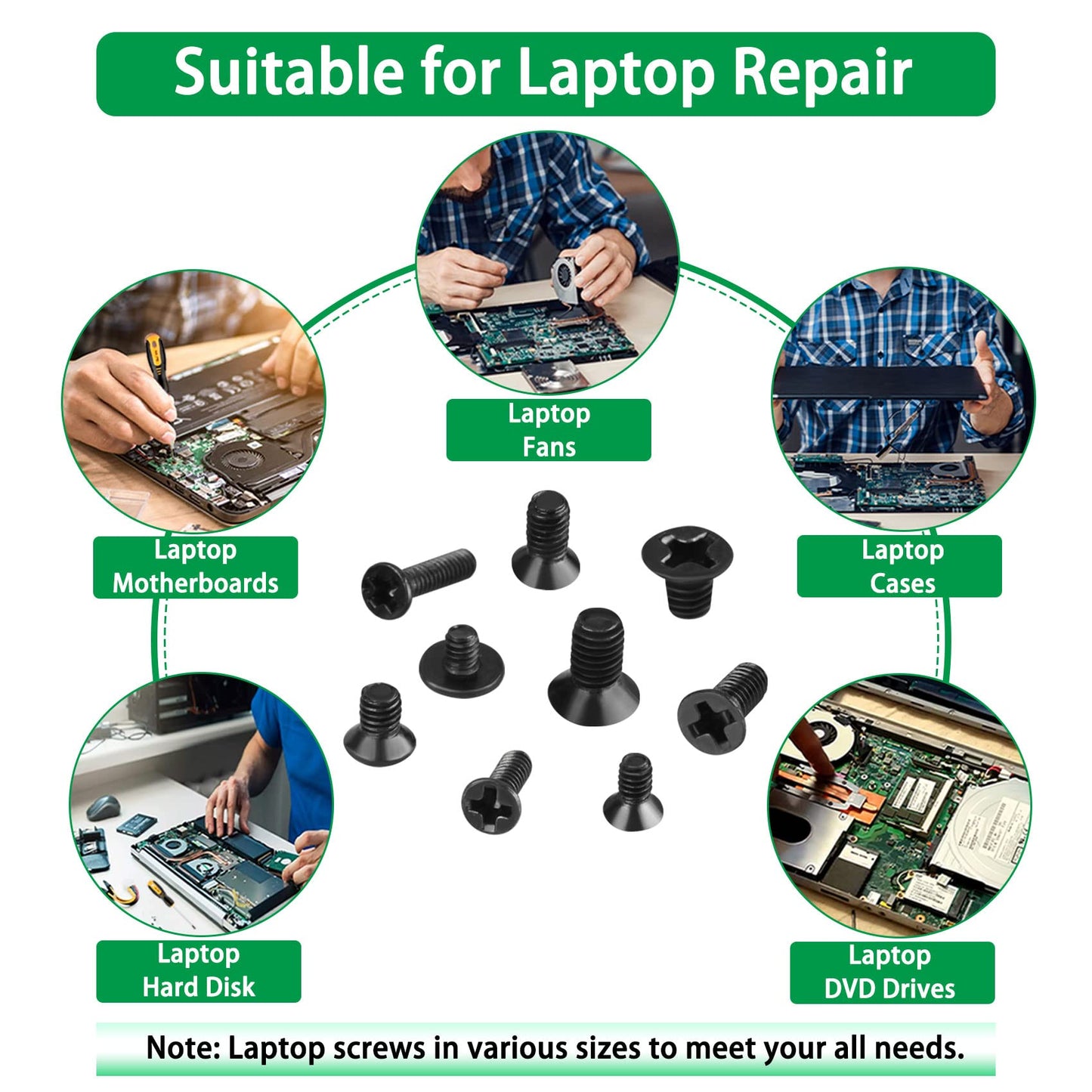 M.2 Screw Kit, 633PCS NVMe Screw M.2 SSD Mounting Kit-M2 M2.5 M3 Black Carbon Steel Laptop Notebook Computer Set with Screwdriver for Asus Gigabyte MSI Motherboards Compatible with IBM/HP/Dell