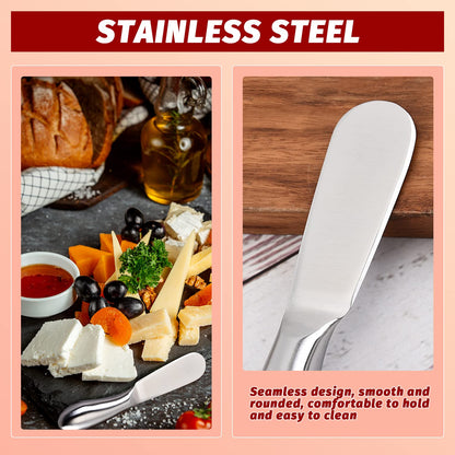 Mlurcu Butter Knives 4 Pieces Stainless Steel Cheese Butter Spreader Knife Set for Cold Butter, Cream Cheese, Jam, Pastry, Charcuterie, Multipurpose Kitchen Gadgets