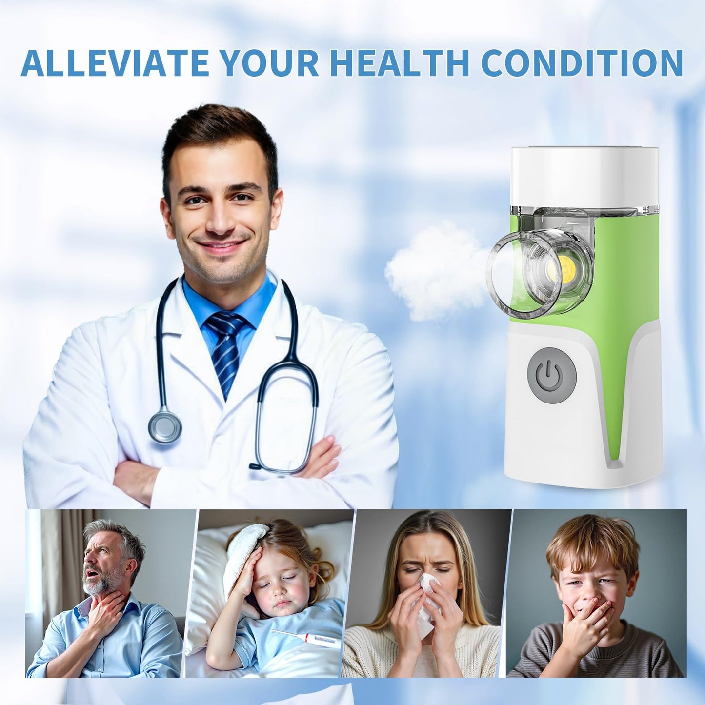 Portable Nebulizer for Adults and Kids,Rechargeable Handheld Mesh Nebulizer Machine, Travel & Home Use, Fast Relief for Breathing Problems, Ultra Quiet Auto-Cleaning