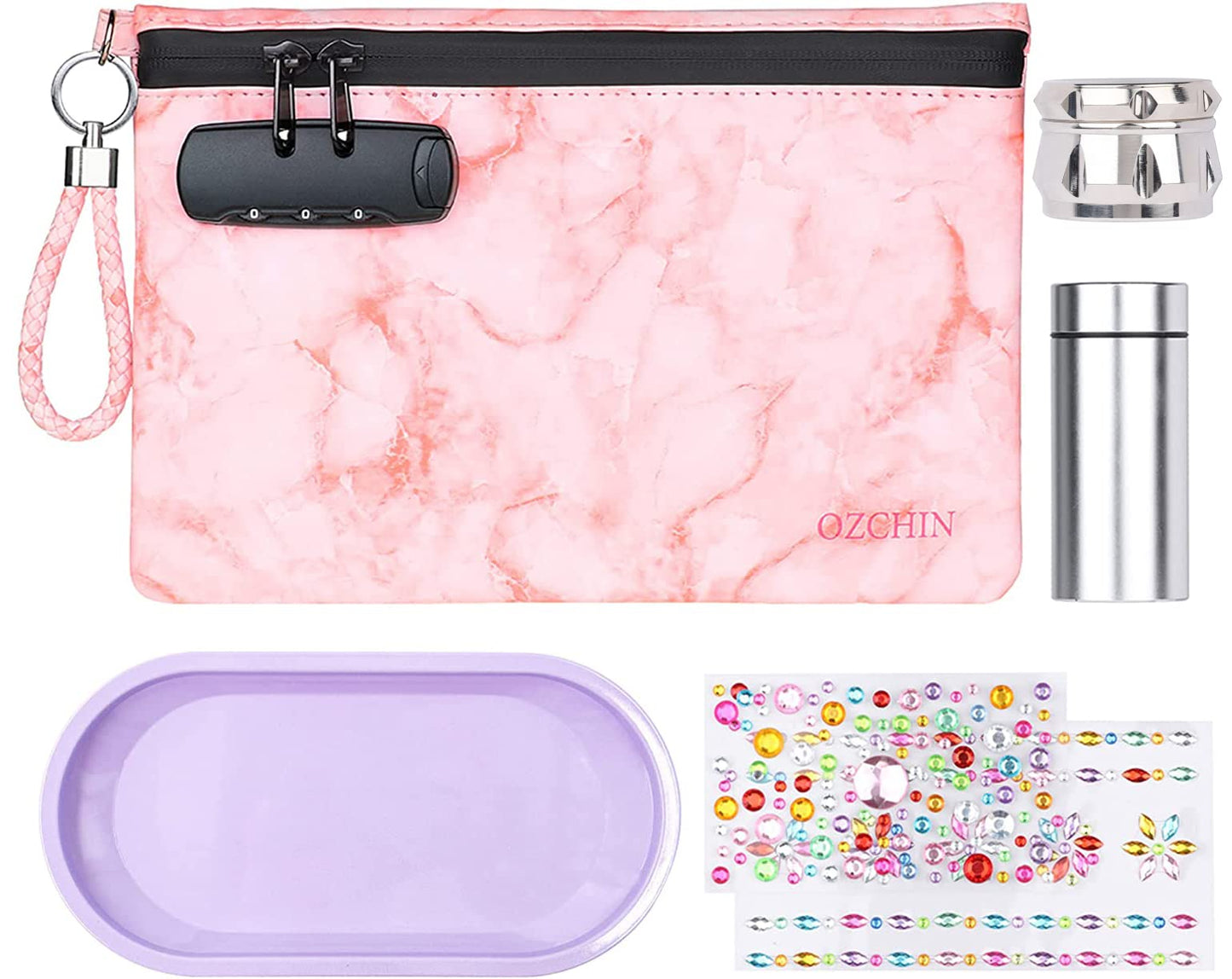 OZCHIN Smell Proof Bag with Combination Lock Great Gift Sets For Women Certificates Organizer PU Leather Lock Bag Travel Storage Case 10 x 7 inches