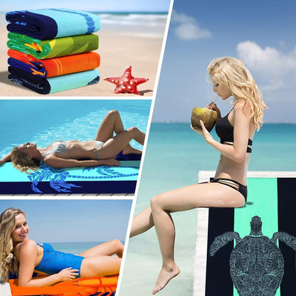 Genovega 2 Packs Oversized Beach Towel Set 36 x 72 in Large Big Pool Camping Swim Clearance Soft Towels Travel Essentials Accessories Must Haves Vacation Necessities Adult Gifts Shark Turtle