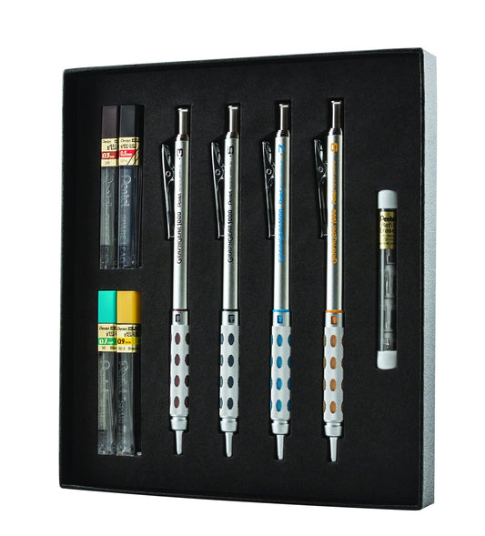 Pentel Arts GraphGear 1000 Mechanical Pencil Premium Gift Set with Refill Leads & Erasers (PG1000BXSET)