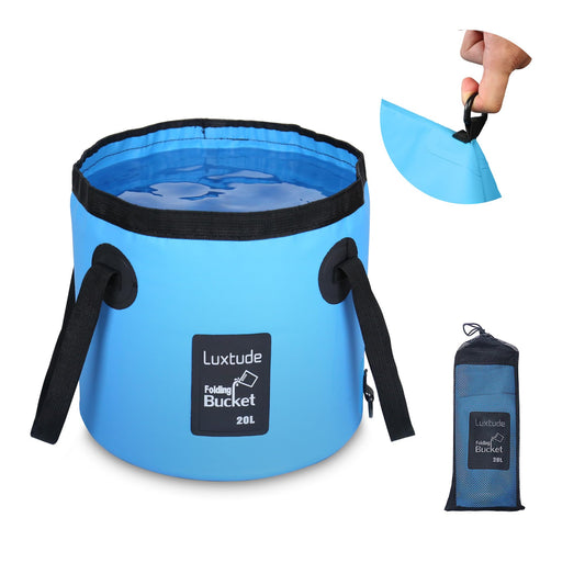 Luxtude Collapsible Bucket, 5 Gallon Bucket(20L), Beach Buckets, Fishing Buckets, Portable & Ultra Lightweight Outdoor Basin Container, Folding Basin Container for Fishing, Camping, Hiking, Beaching