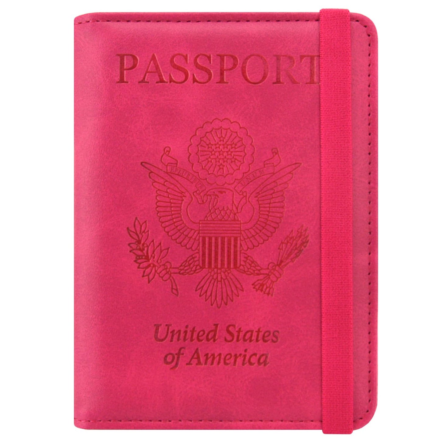 ACdream RFID BLOCKING Passport Holder Travel Wallet - Premium PU Leather Cover Passport book with Card Holder, Pen Slot, Keep Organization, and Travel Essentials for Women and Men,Hot Pink