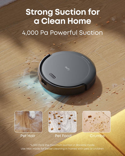 eufy Robot Vacuum C10 with Self Emptying, 8 Weeks Hands Free, Advanced Smart Mapping with LiDAR Navigation, 2.85-Inch Slim Design, Powerful Suction, Edge Expansion Brush for Pet Hair
