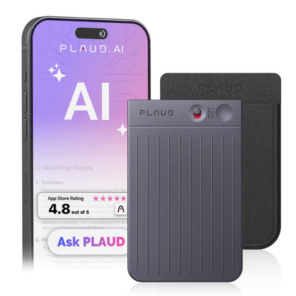 PLAUD AI Voice Recorder, Note Voice Recorder w/Case, App Control, Transcribe & Summarize with AI Technology, Support 112 Languages, 64GB Memory, Audio Recorder for Lectures, Meetings, Calls, Black