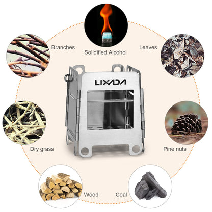 Lixada Camping Stove Wood Burning Stove Portable Stainless Steel Backpacking Stove for Picnic BBQ Camp Hiking