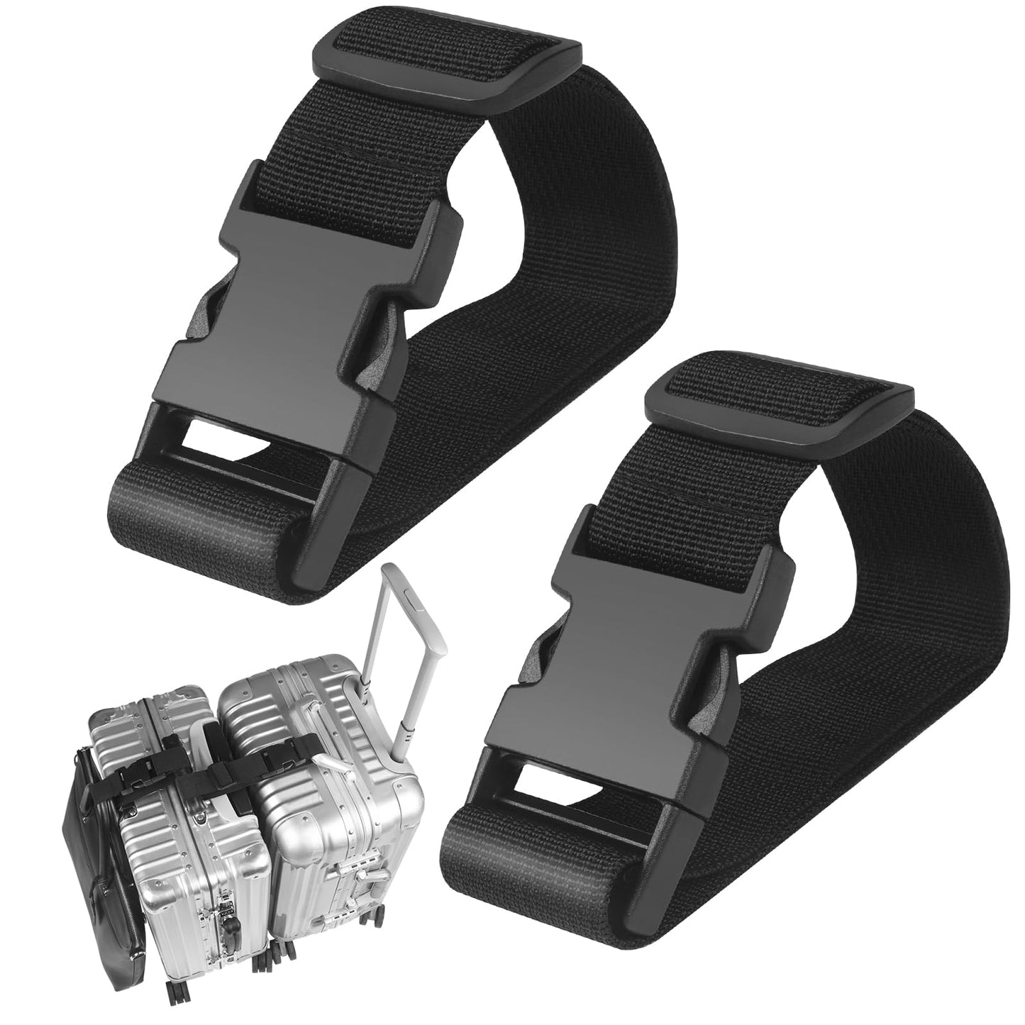 2PCS 22 inch Add a Bag Luggage Straps for Suitcase, Adjustable Suitcase Strap, Travel Accessories Travel Attachment for Connecting Two Suitcases or Smaller Packages Together -Black