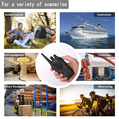 pxton Walkie Talkies Rechargeable Long Range Two-Way Radios with Earpieces,2-Way Radios UHF Handheld Transceiver Walky Talky with Flashlight Li-ion Battery and Charger（2 Pack）