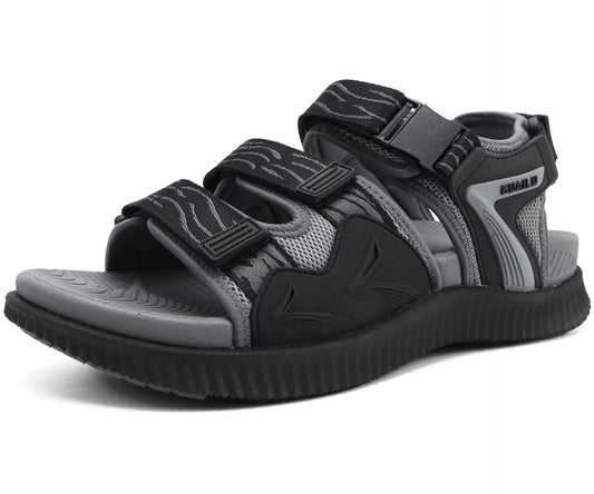 KuaiLu Mens Arch Support Hiking Sandals Orthopedic Athletic Sport Recovery Walking Cushion Sandals Open Toe Summer Beach Travel Sandles Plantar Fasciitis Water Outdoor Sandalias BlackGrey 10.5