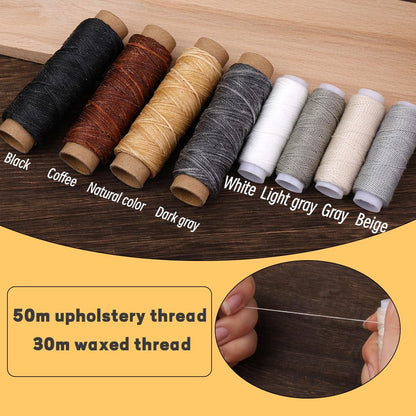 LUNARM Leather Stitching Pony - Leather Pony Clamp Table Desktop Pony Horse Clamp with Large Eye Sewing Needles Waxed Thread Sewing Thread Awls Nail Files for DIY Leather Hand Stitching