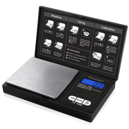 Fuzion Digital Pocket Gram Scale 1000g/0.1g, Small Digital Scales Grams Ounces Grains, Herb Scale, Jewelry Scale, Portable Travel Food Scale