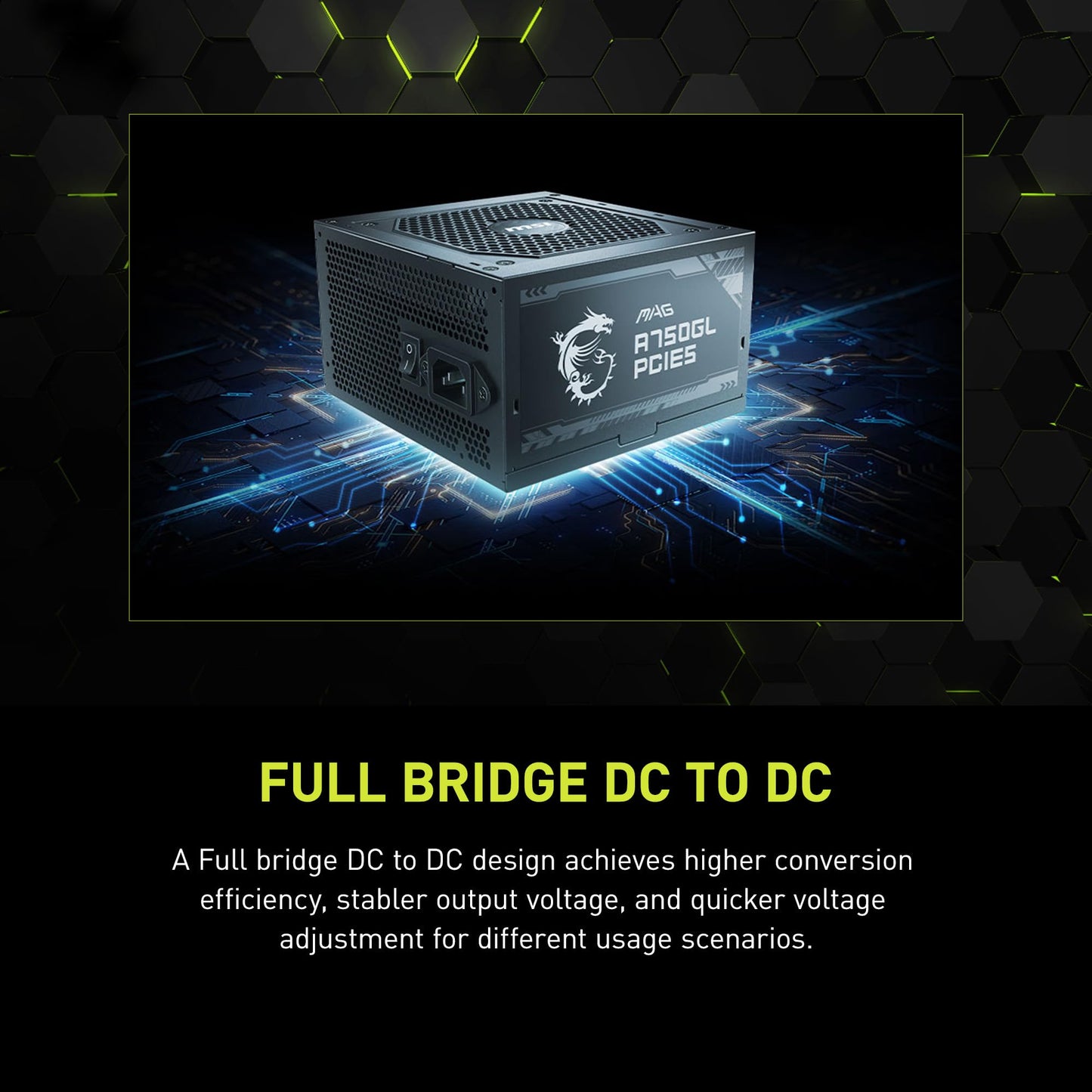 MSI MAG A750GL PCIE 5.1 & ATX 3.1 Gaming Power Supply - Full Modular - 80 Plus Gold Certified 750W - Compact Size - ATX PSU - 10 Year Warranty