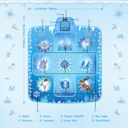 GirlsHome Dance Mat - Frozen Toys for Girls Electronic Dance Pad with 5 Game Modes, Built-in Music, Touch Sensitive Light Up LED Kids Musical Mat, Christmas & Birthday Gift for Girls 3-12