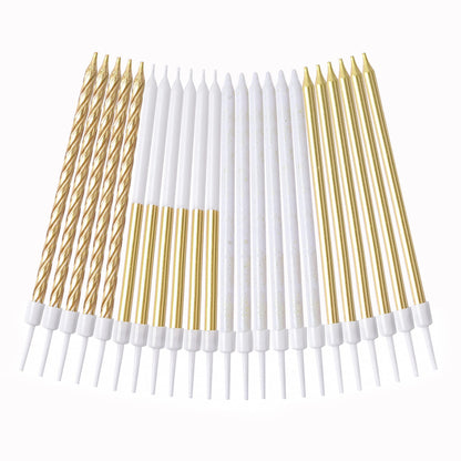 PHD CAKE Gold Metallic Long Thin Metallic Birthday Candles, Cake Candles, Party Candles, Party Decorations, Wedding Candles