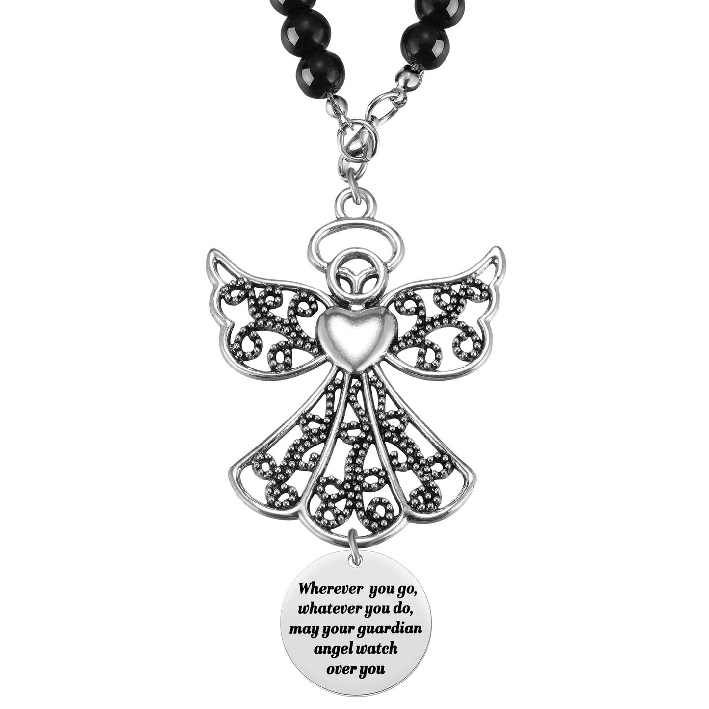 Angel Car Charm, Wherever You Go Whatever You Do May Your Guardian Angel Watch Over You, Rear View Mirror Car Charm, Car Mirror Hanger, New Driver Guardian Angel Gift for Grads