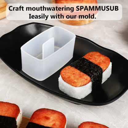 Musubi Mold Kit Musubi Maker Press 2 Pack with Luncheon Meat Slicer and Rice Paddle - Create Authentic Hawaiian Musubi at Home Non-Stick, The Musubi Mold is Used in Hawaii Restaurants