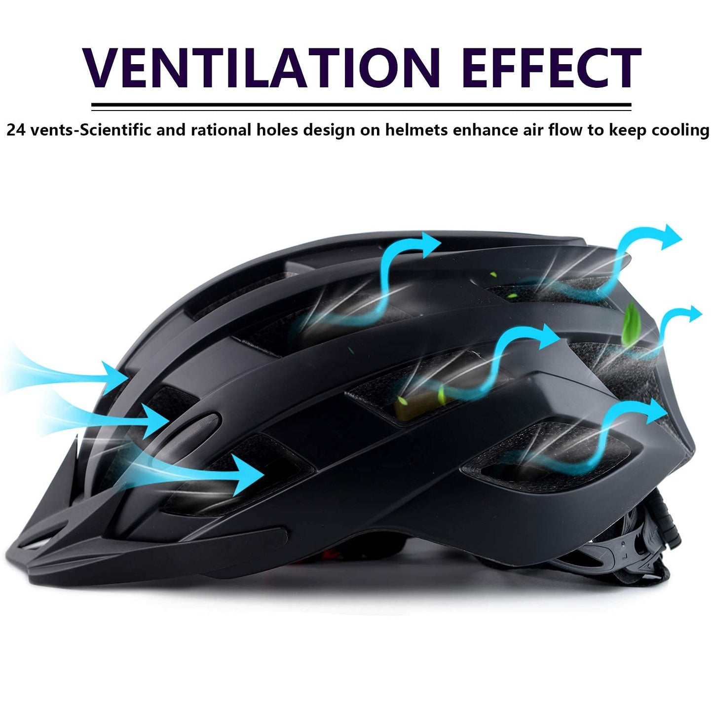 Adult Bike Helmets, Adjustable Mens Womens Bicycle Helmet, Lightweight Road Mountain Cycling Safety Sports Helmets with Detachable Visor Black