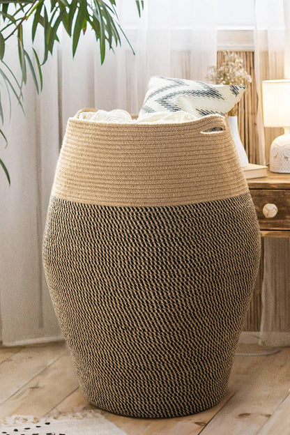 Goodpick 80L Jute Woven Rope Laundry Hamper - Collapsible Clothes Hamper for Bedroom and Laundry Room, 25.6" x 17.7" Tall Modern Baskets for organizing and décor Room