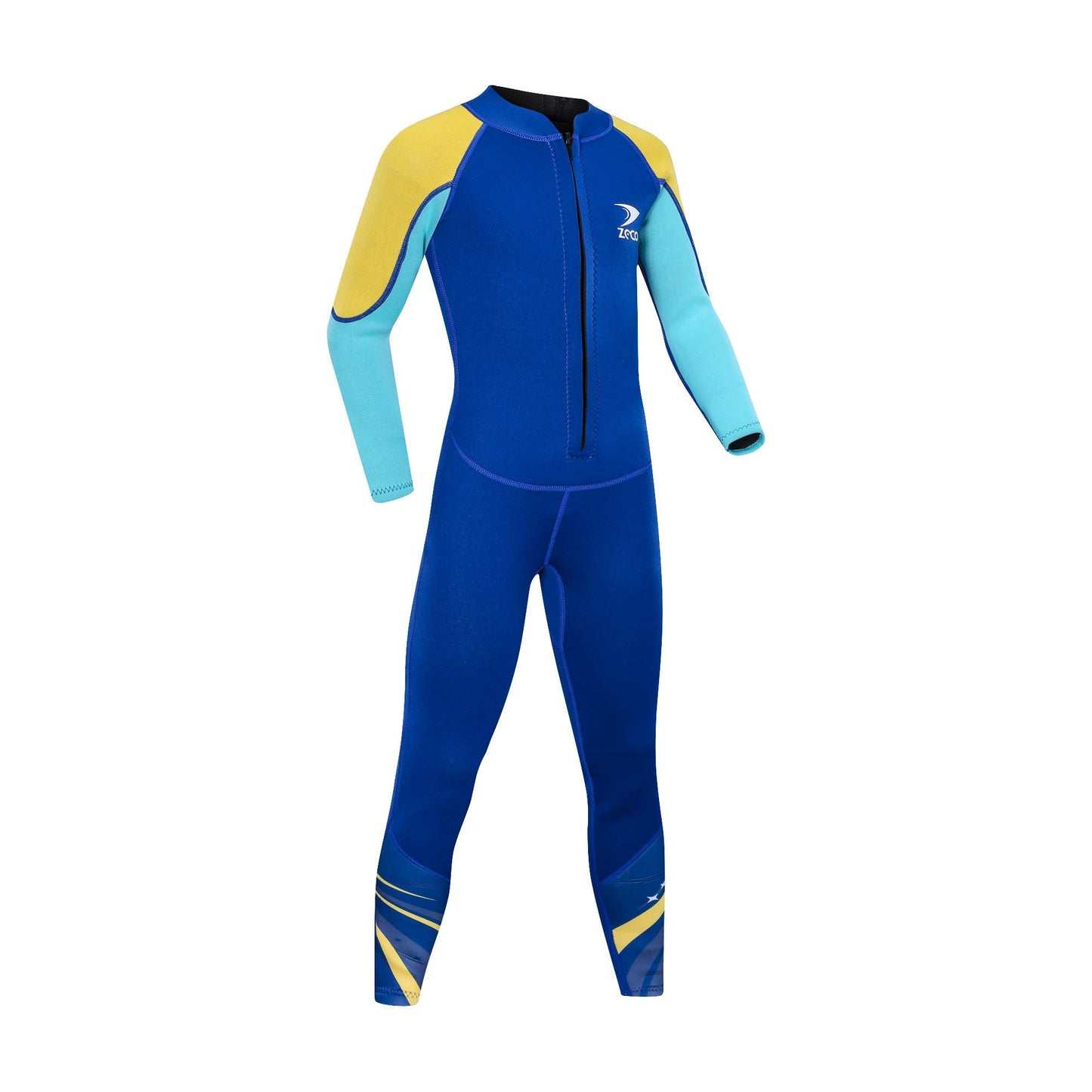 ZCCO Kids Wetsuit,2.5mm Neoprene Diving Suit for Teens,Full Body Swimsuit for Boys and Girls,Long Sleeve One Piece Wet Suit Perfect for Swimming, Surfing, and Water Sports (Bright Blue, L)