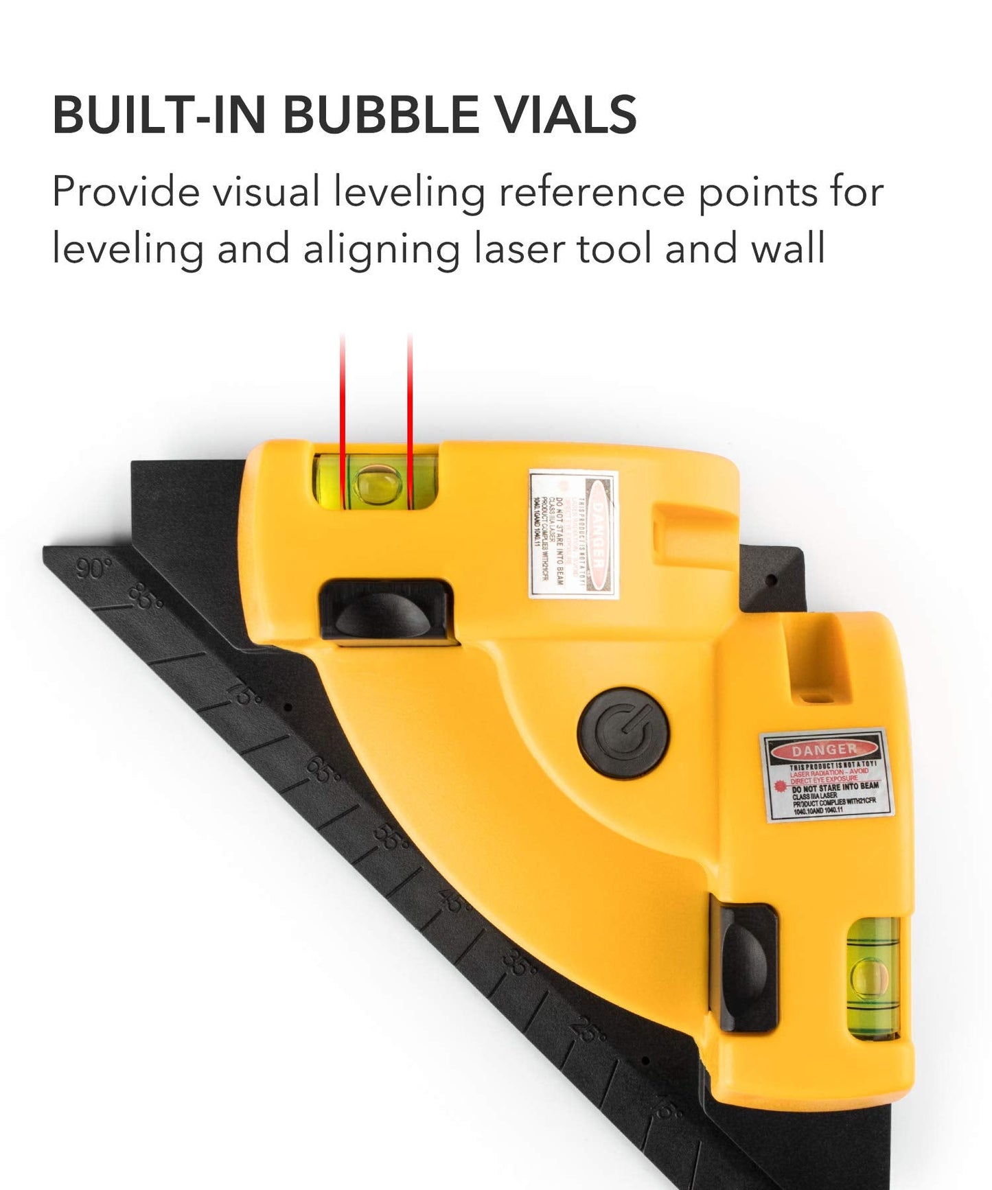 QWORK Right Angle - 90 Degree Horizontal & Vertical Laser Level Line Projection Square Level Laser with Two Suction Cups
