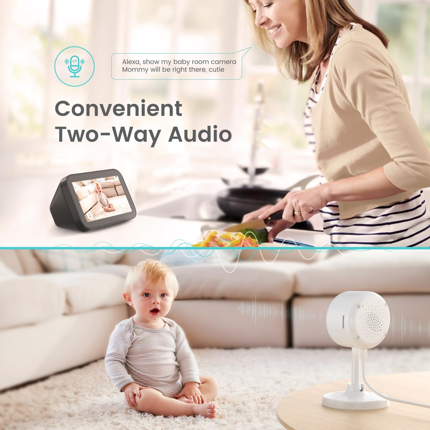 litokam Indoor Cameras for Home Security with Night Vision, Pet Camera with Phone App, 2K Indoor Security Cam, Motion Detection, 2-Way Audio, WiFi Home Camara, Baby Monitor Work with Alexa