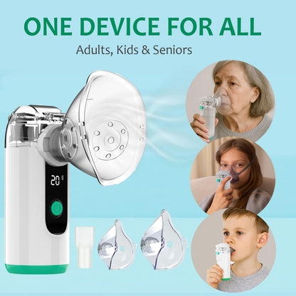 Hand-held Nebulizer for Respiratory System, Portable Nebulizer with Self-Clean Mode, Rechargeable Nebulizer for Home Office Travel