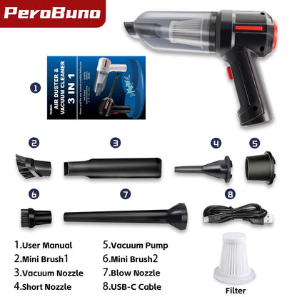 PeroBuno Computer Vacuum Cleaner - Air Duster - for Keyboard Cleaning - Cordless Canned Air - Powerful - Energy - Efficient - Compressed