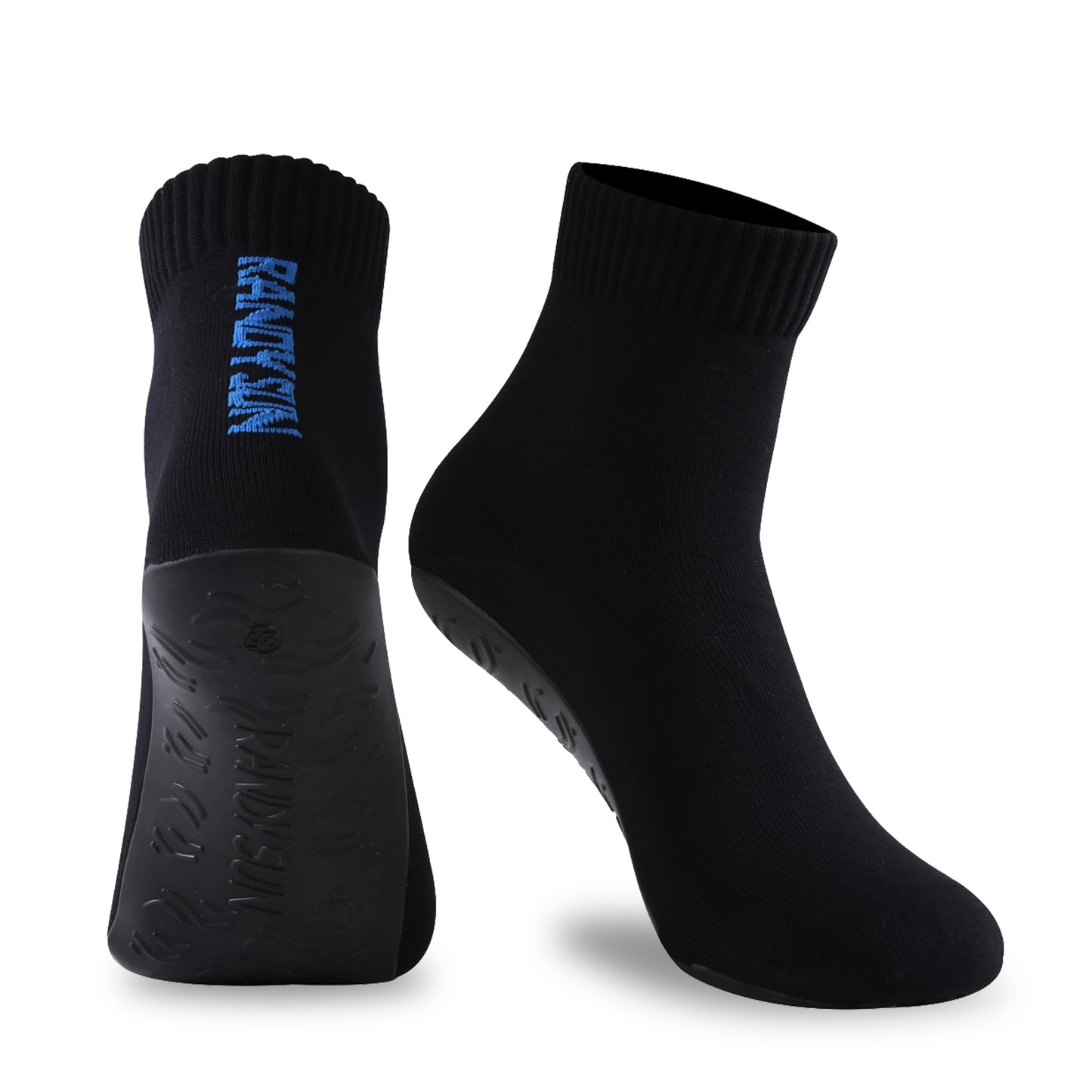 RANDY SUN Unisex Barefoot Quick-Dry Socks, Not Waterproof Sand Sport Shoes Protect Against Sharp Objects for Beach Swim Surf Yoga Aerobics Exercise(1 Pair Black Ankle Size 25)