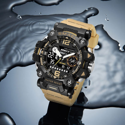 AIMES Men's Watches Tactical Outdoor Sports Waterproof Military Watch Analog Digital Date Multi Function Large Dual Display Mens Wristwatch