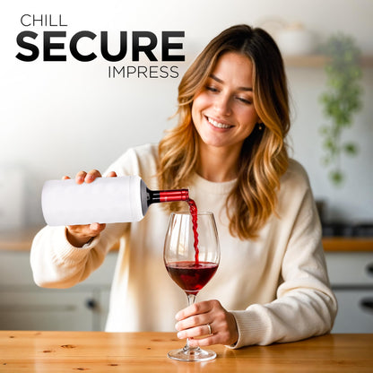 Premium Wine Chiller - Wine Bottle Chiller Double Walled, Vacuum Insulated Wine Cooler for Most 750mL Champagne and Wine Bottles