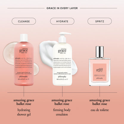 philosophy amazing grace ballet rose eau de toilette - dreamy & floral women's perfume - with notes of rose, lychee & musk - long lasting fragrance - 2 fl oz.
