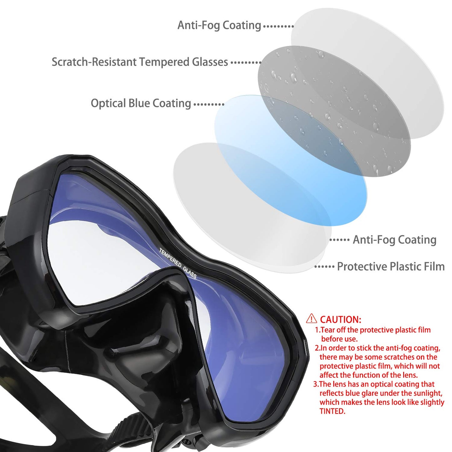 LUXPARD Snorkel Set, Anti-Fog Panoramic View Snorkel Mask and Anti-Leak Dry Snorkel Tube, Snorkeling Gear for Adults, Snorkel Kit Bag Included (Black)