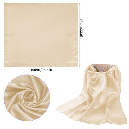 Pistha Chiffon Scarf Square Ribbon Neck Scarf Satin Scarf Handkerchief for Halloween Retro Women Girls Costume Accessory (Champagne, 23.6 * 23.6 inch)