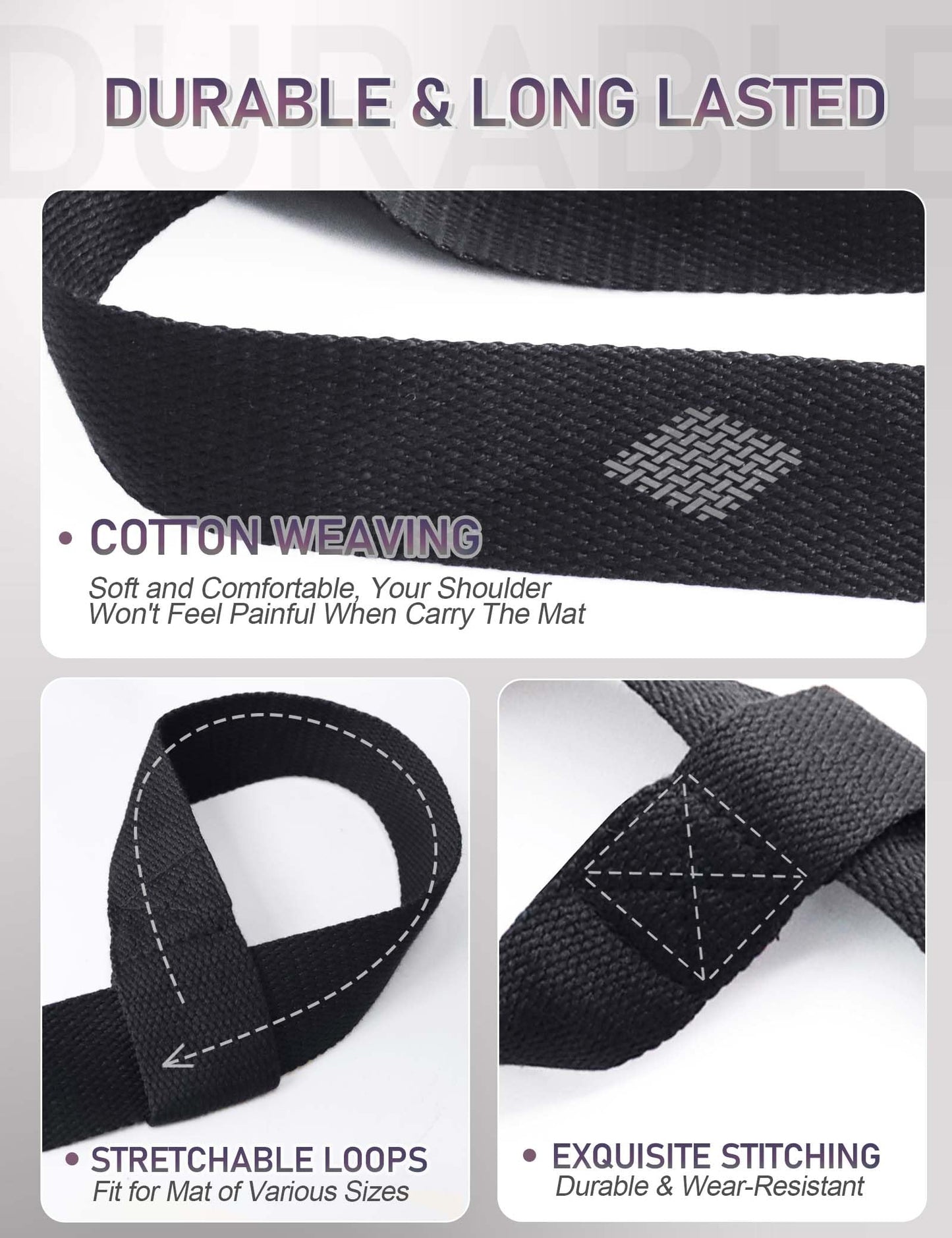 MRZZATA Yoga Mat Carrier Strap - Adjustable Thick and Wide Strap for Carrying Mat or Stretching, Black