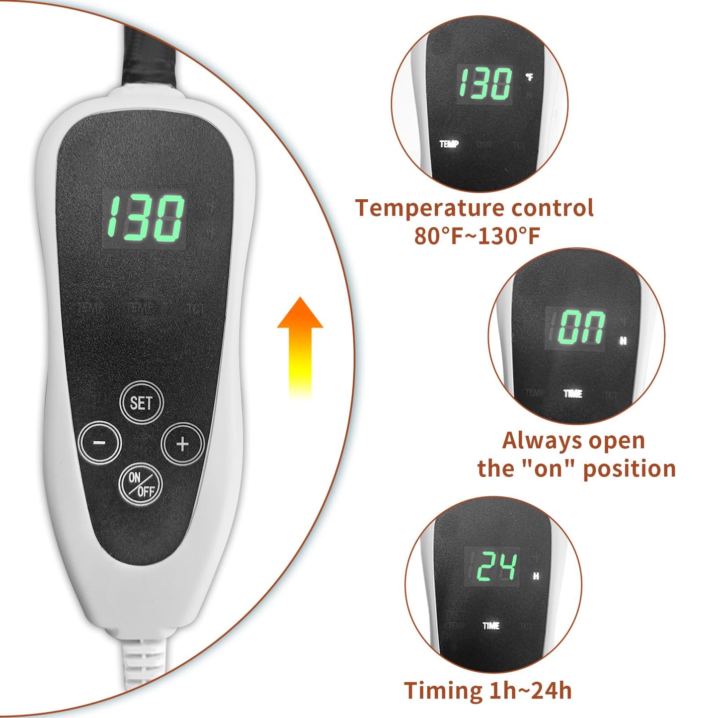 GOLOPET Large Dog Heating Pad 34x21in with Smart Thermostat Switch and Power Line Protection Tube,Obtained MET and UL Dual Certification,Waterproof Pet Heating pad, Suitable for Dogs of All Ages