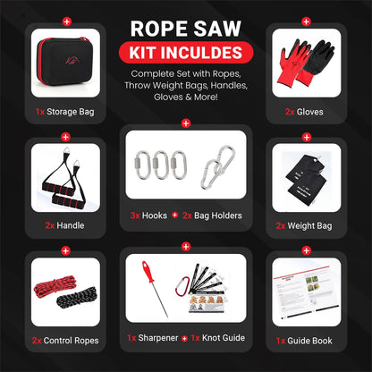 55 Inch High Limb Rope Saw – 360 Rope Chain Saw for Manual Tree Limb Cutting – Sharp Hand Chainsaw with Dual-Sided Blades – Fast and Easy Pocket Chainsaw with Ergonomic Handles and Carrying Case