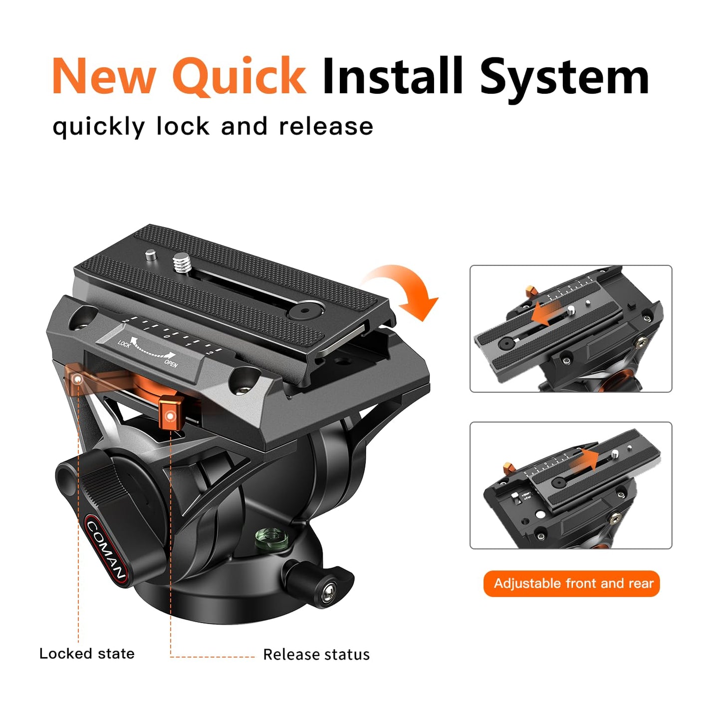 Heavy Duty Tripod Professional Video Tripod Aluminium 72inch with 360 Degree Fluid Head for Canon Nikon DSLR Camcorder Cameras Spotting Scopes