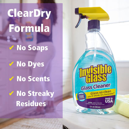 Invisible Glass 92194 Premium Glass and Window Cleaner for Auto and Home Cleans Glass, Windows, Glass Cooktops, Patio Doors, and More, Streak-Free, Ammonia-Free, Tint-Safe, 32 Fl Oz, Pack of 1