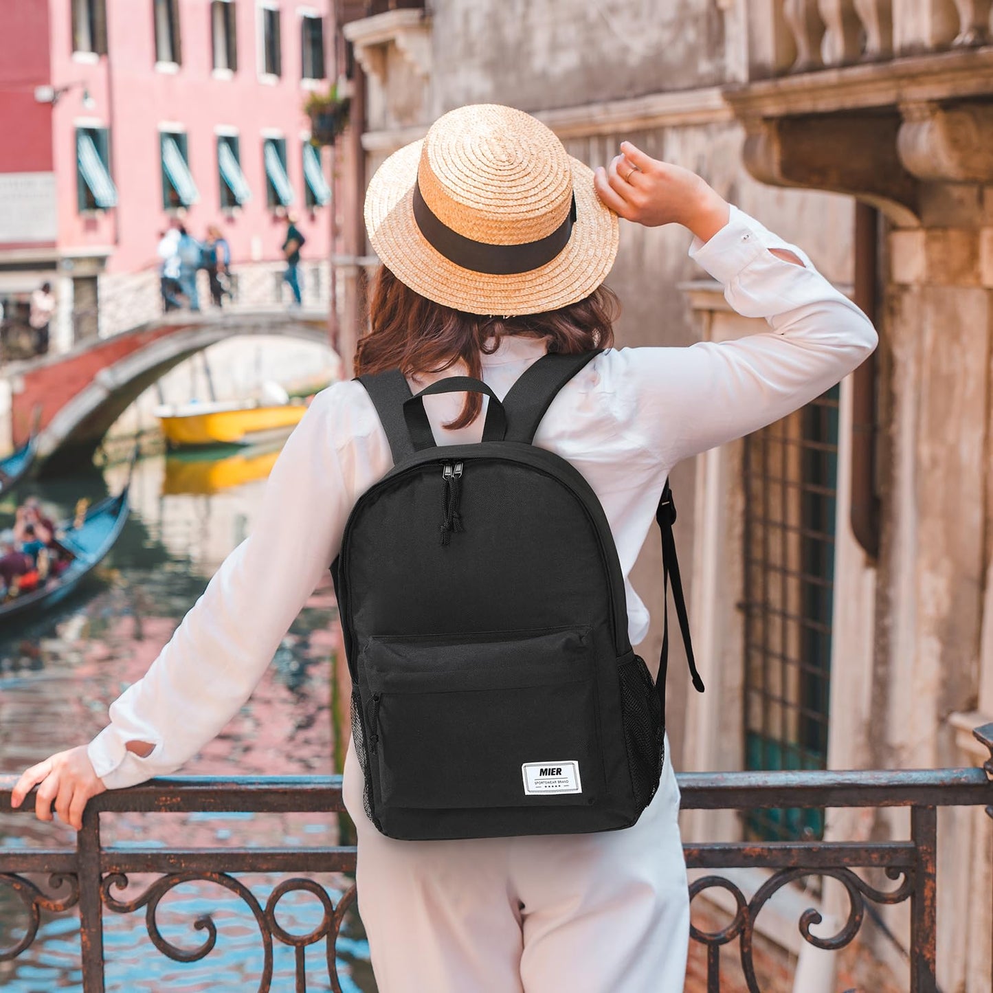 MIER Insulated Backpack Cooler Small Leakproof Lunch Back Pack with Coolers Lightweight Cute Lunch Bag for Women Men to Work, Picnics, Camping, Park Day Trips, 15 L, Black