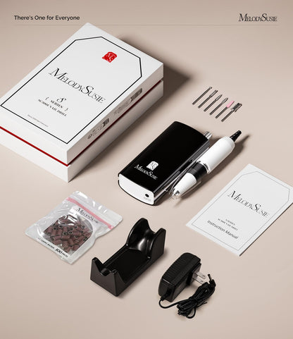 MelodySusie Professional Nail Drill, 30000 RPM Rechargeable Portable Nail Drills, Cordless Electric Nail File Machine with Bits Kit and 106 Sanding Bands, SC300I Black