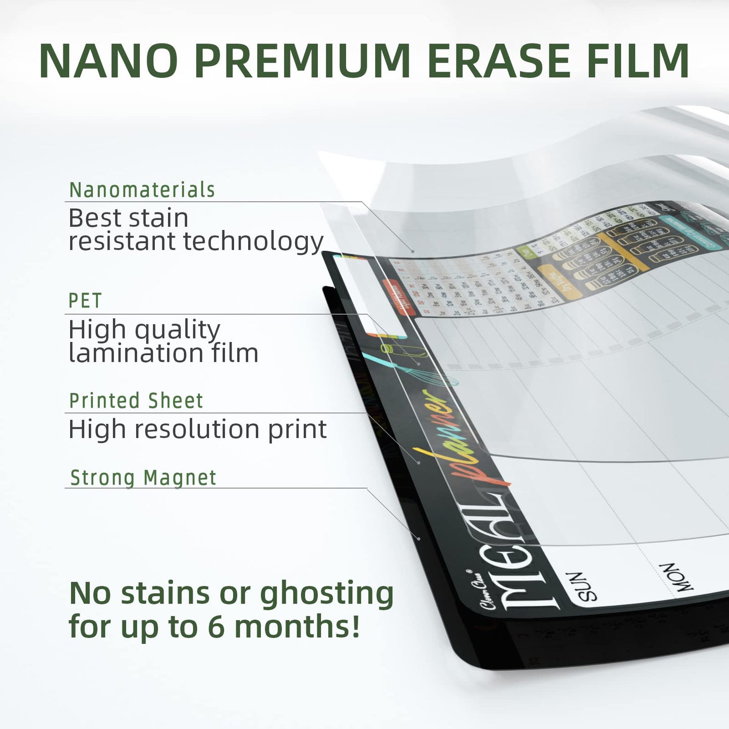 Magnetic Dry Erase Monthly Calendar and Menu Board - 17"x12" Monthly Planner and Meal Planning Board for Fridge - 6 Extra Fine Point Markers Included - Shipped Flat