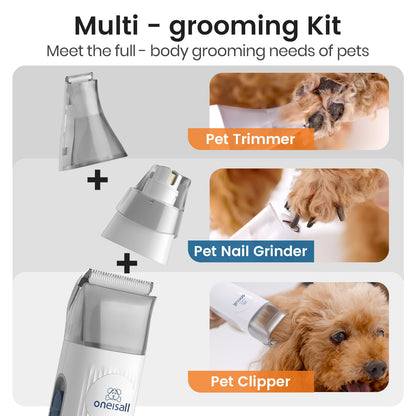 oneisall Dog Grooming Vacuum, Pet Grooming Vacuum with Clipper Nail Grinder, 1.5L Dust Cup Dog deshedding Vacuum Brush with 7 Pet Grooming Tools for Shedding Pet Hair, Home Cleaning